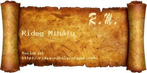 Rideg Mihály névjegykártya